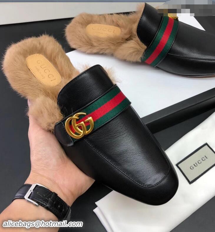 Reproduction Gucci men's Princetown leather slipper with double g 469950