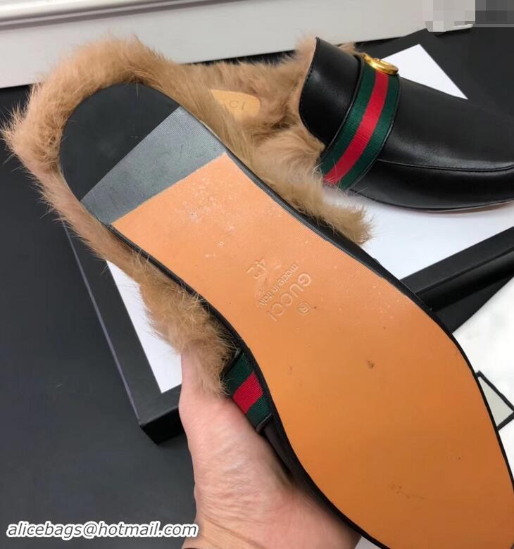 Reproduction Gucci men's Princetown leather slipper with double g 469950