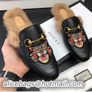 Market Sells Gucci men's Princetown slipper with Angry Cat appliqué 478285