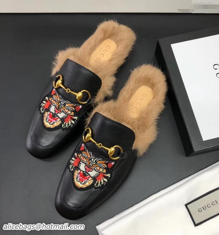 Market Sells Gucci men's Princetown slipper with Angry Cat appliqué 478285