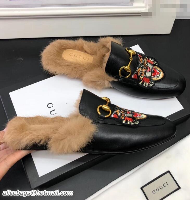 Market Sells Gucci men's Princetown slipper with Angry Cat appliqué 478285