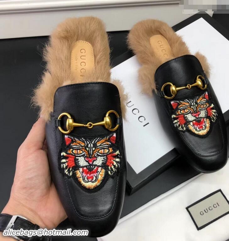 Market Sells Gucci men's Princetown slipper with Angry Cat appliqué 478285