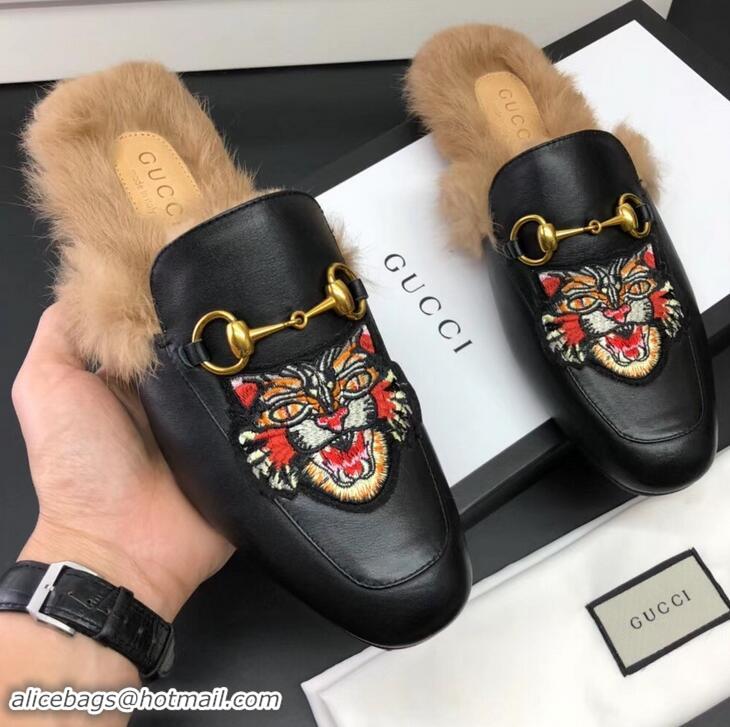 Market Sells Gucci men's Princetown slipper with Angry Cat appliqué 478285