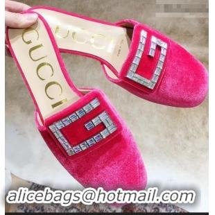 Cheap Discount Gucci Crystal G Slipper G21801 Velvet Pink 2019