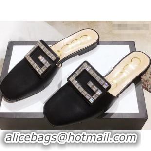 Duplicate Gucci Crystal G Slipper G21809 Black 2019