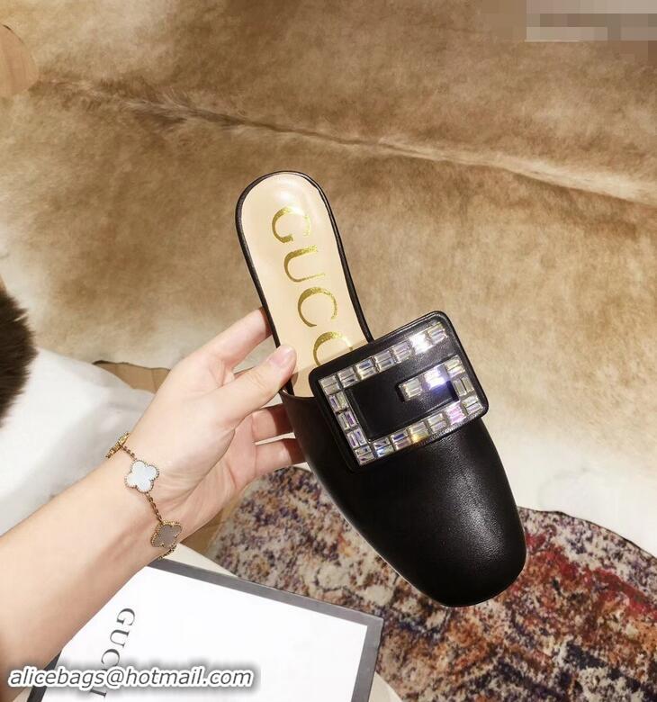 Duplicate Gucci Crystal G Slipper G21809 Black 2019