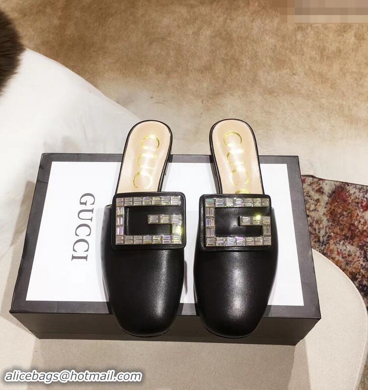 Duplicate Gucci Crystal G Slipper G21809 Black 2019