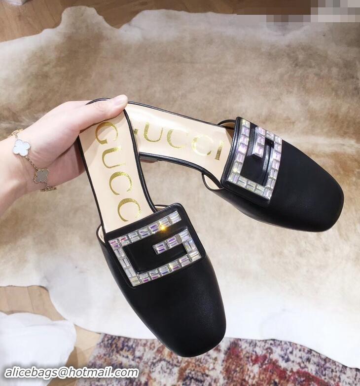 Duplicate Gucci Crystal G Slipper G21809 Black 2019