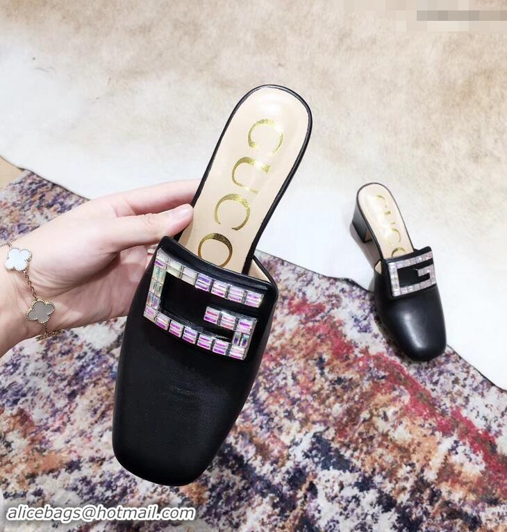 Duplicate Gucci Crystal G Slipper G21809 Black 2019