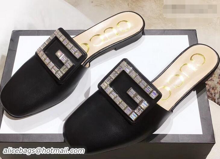 Duplicate Gucci Crystal G Slipper G21809 Black 2019