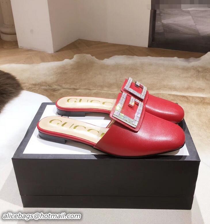 Market Sells Gucci Crystal G Slipper G21809 Red 2019