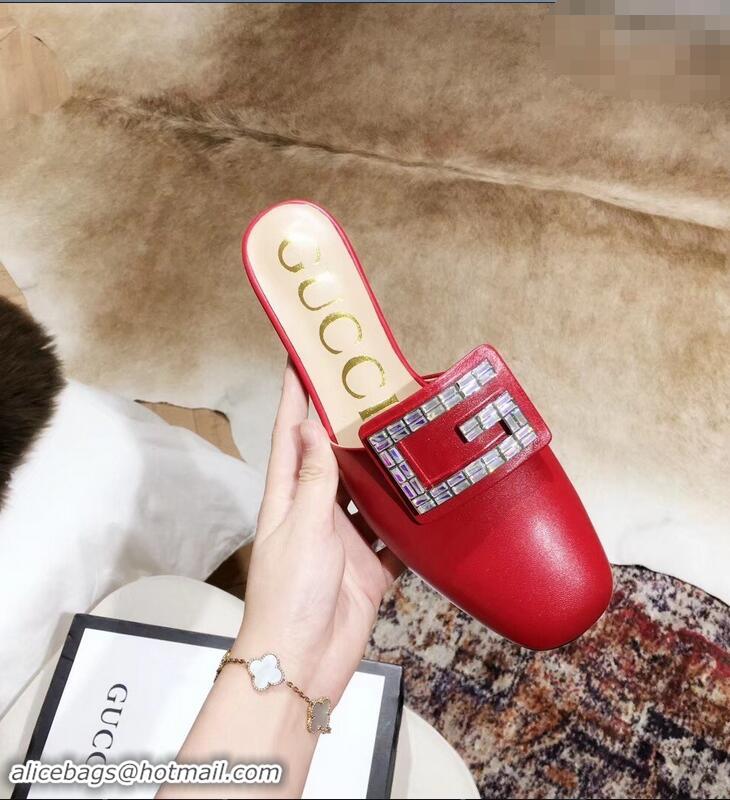 Market Sells Gucci Crystal G Slipper G21809 Red 2019