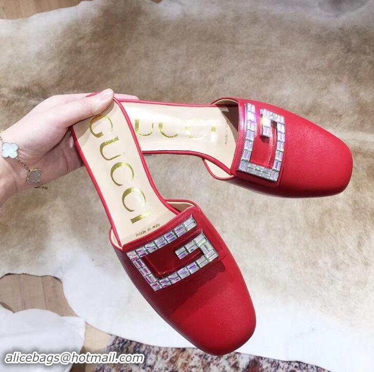 Market Sells Gucci Crystal G Slipper G21809 Red 2019