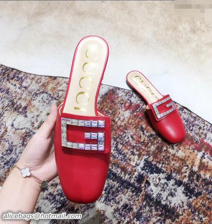 Market Sells Gucci Crystal G Slipper G21809 Red 2019