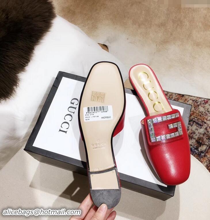 Market Sells Gucci Crystal G Slipper G21809 Red 2019