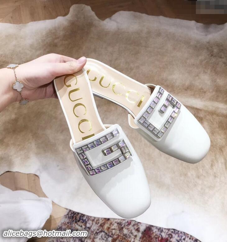 Buy New Cheap Gucci Crystal G Slipper G21809 White 2019