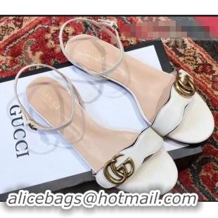 Buy Discount Gucci Leather Double G Flat Sandals 524631 White 2019