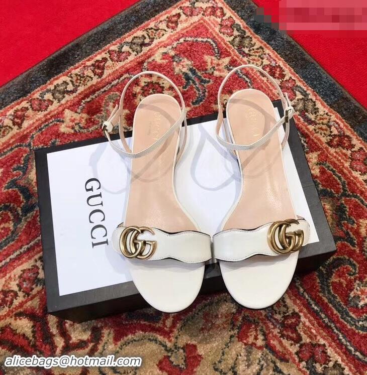 Buy Discount Gucci Leather Double G Flat Sandals 524631 White 2019