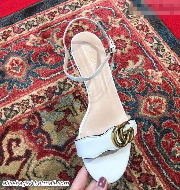 Buy Discount Gucci Leather Double G Flat Sandals 524631 White 2019