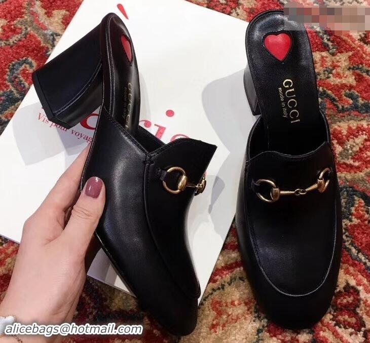 Low Cost Gucci Princetown Horsebit Leather Slipper Mules 921820 Black 2019