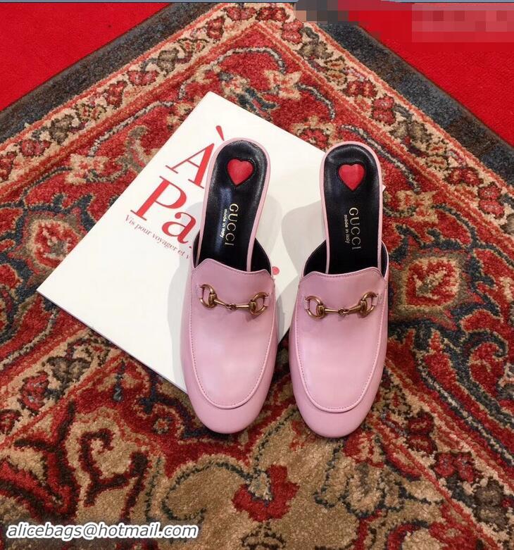 Unique Gucci Princetown Horsebit Leather Slipper Mules 921820 Pink ​2019