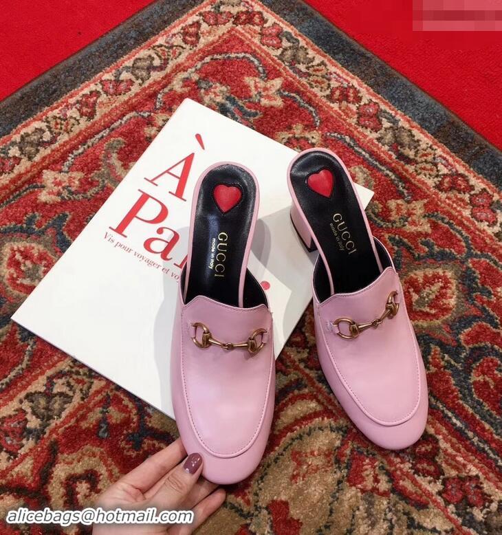 Unique Gucci Princetown Horsebit Leather Slipper Mules 921820 Pink ​2019