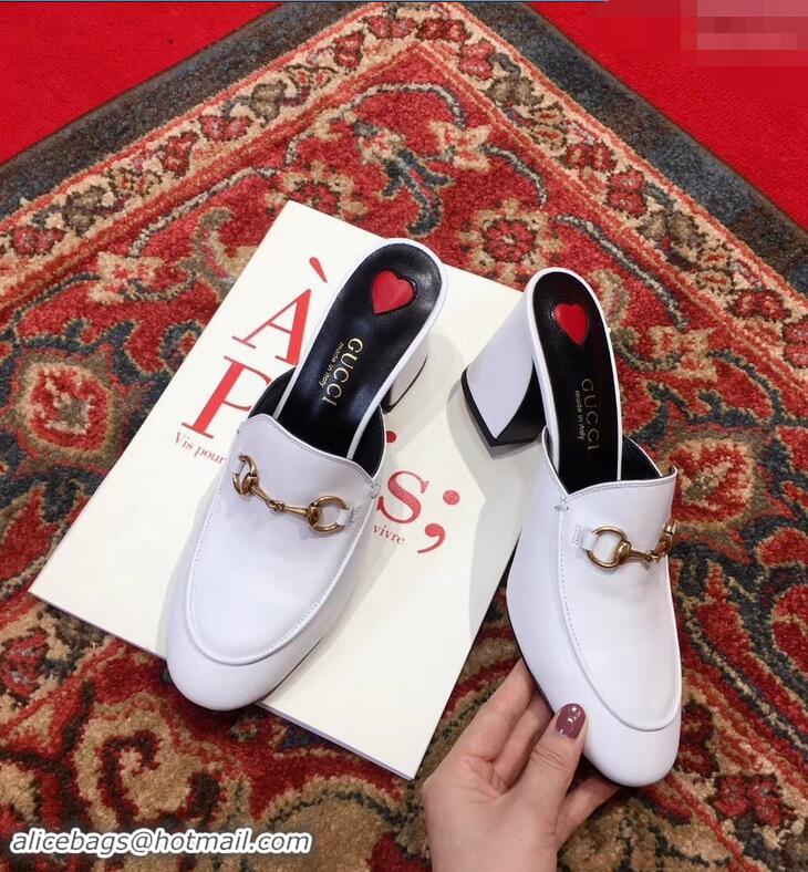 Popular Gucci Princetown Horsebit Leather Slipper Mules 921820 White ​2019