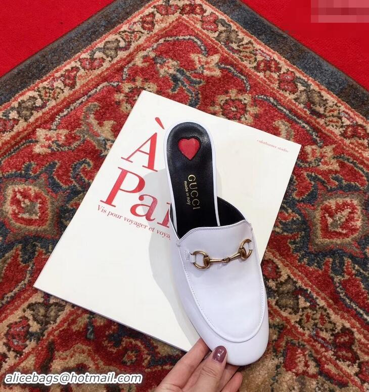 Popular Gucci Princetown Horsebit Leather Slipper Mules 921820 White ​2019