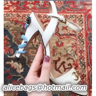 Good Taste Gucci Snake Heel 9cm Horsebit Leather Sandals 921822 White ​2019