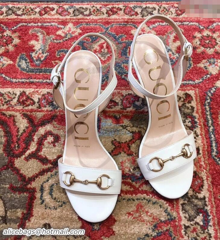 Good Taste Gucci Snake Heel 9cm Horsebit Leather Sandals 921822 White ​2019