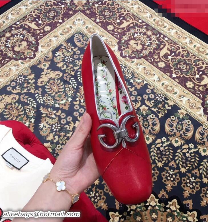 Discount Gucci GG Mirrored Detail Rose Print Mid Heel Pumps 921826 Red 2019