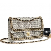 Best Product Chanel Tweed Chain Around Classic Flap Bag A1112 Gray 2019