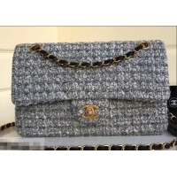 Unique Discount Chanel Tweed Classic Flap Bag A1112 Gray 2019