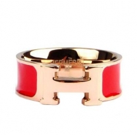 Top Grade Hermes Enamel Clic H Rings HR1256 Red Gold