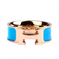 Lowest Cost Hermes Enamel Clic H Rings HR1256 Blue Gold