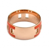 Well Crafted Hermes Enamel H Rings HR1257 Orange Gold