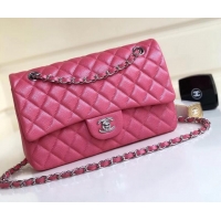 Fashion Chanel Pearl Caviar Calfskin Medium Classic Flap Bag A1112 Dark Pink