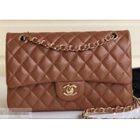 Charming Chanel Pearl Caviar Calfskin Medium Classic Flap Bag A1112 Caramel/Gold