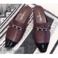 Buy Discount Chanel Chain and Leather Slipper Sandals Mules G32501 Burgundy 2019