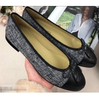 Big Discount Chanel Tweed Classic Bow Ballerinas Flats G40301 Gray/Black