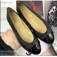 Good Quality Chanel Leather Classic Bow Ballerinas Flats G40315 Black/Patent