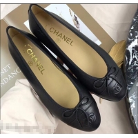 Lowest Price Chanel Leather Classic Bow Ballerinas Flats G40318 Black