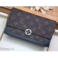 Good Quality Louis Vuitton Monogram Canvas Flore Chain Wallet M63888 Black  2019 