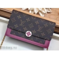 Crafted Louis Vuitton Monogram Canvas Flore Chain Wallet M67404 Lie De Vin 2019