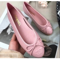 Low Price Chanel Leather Classic Bow Ballerinas Flats G40319 Pink