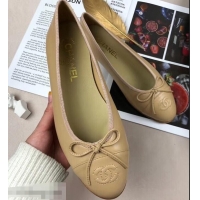 Lowest Price Chanel Leather Classic Bow Ballerinas Flats G40321 Nude