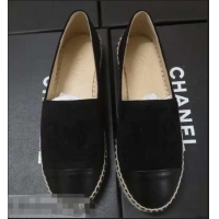 Discount Imitation Chanel Suede CC Logo Espadrilles G40402 Black