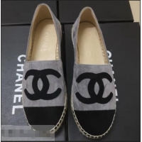 Buy Classic Chanel Suede CC Logo Espadrilles G40405 Gray/Black 01