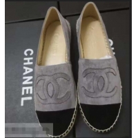 Classic Faux Chanel Suede CC Logo Espadrilles G40406 Gray/Black 02