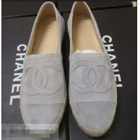 Luxury New Chanel Suede CC Logo Espadrilles G40408 Gray